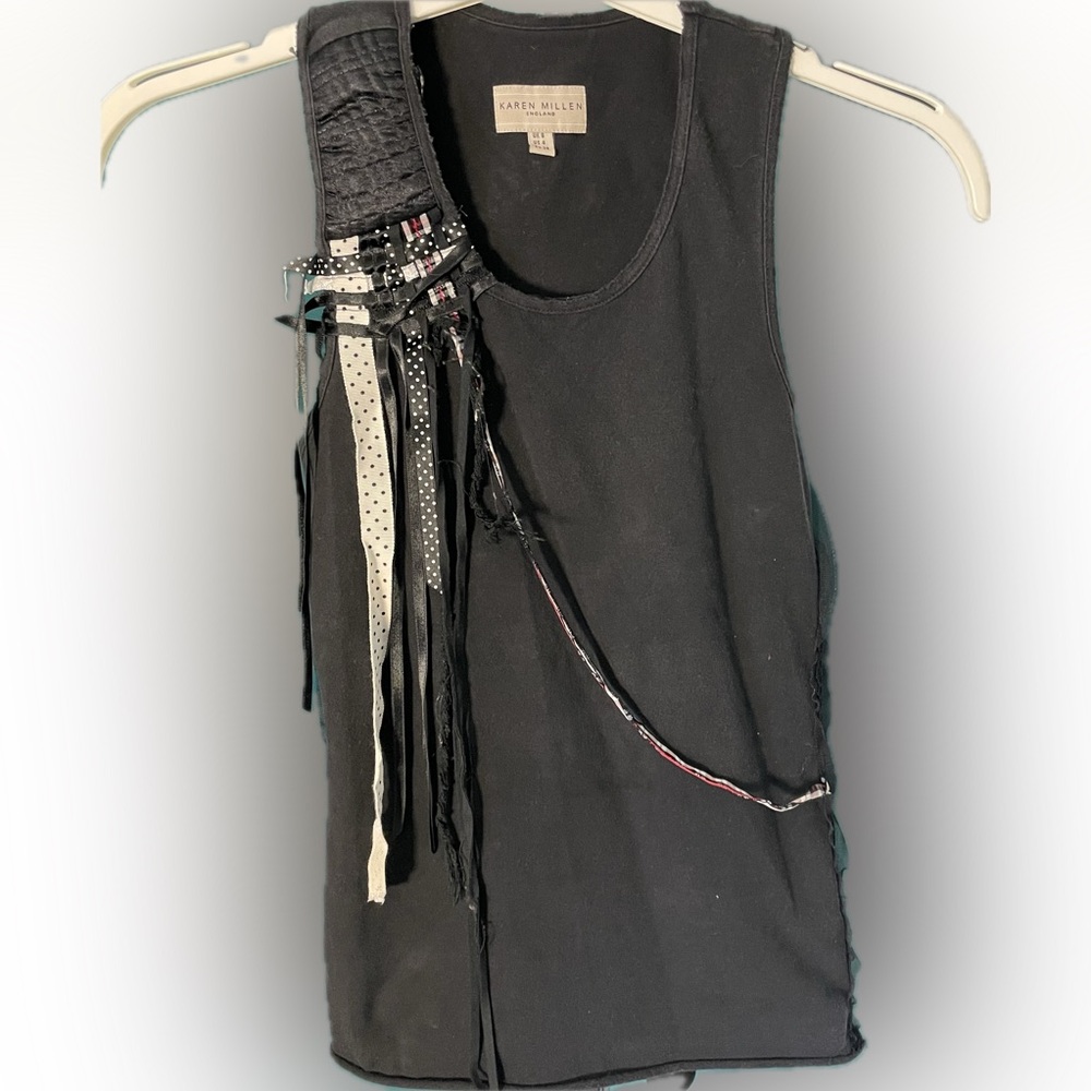 SzS Racerback Sleeveless Top with Ribbon detail EUC